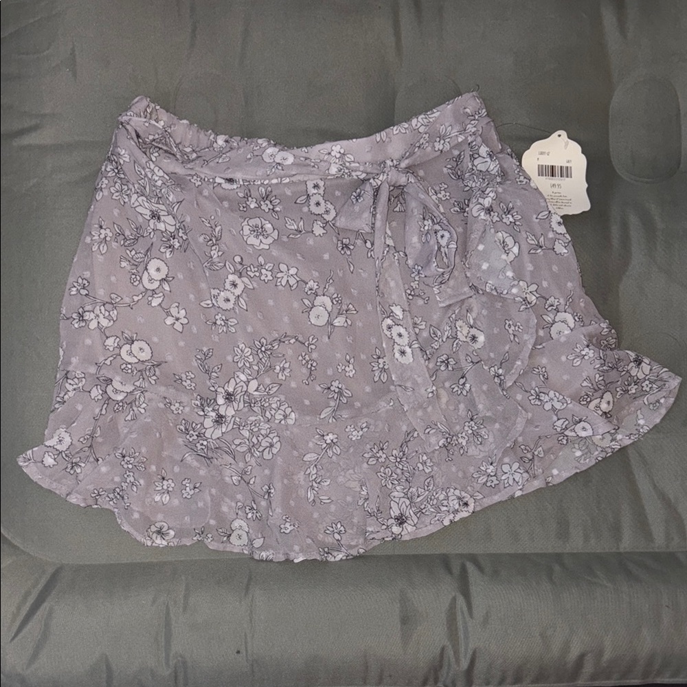 Altar'd State Gray Floral Mini Skirt